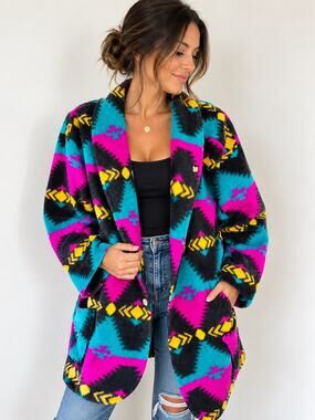 Vintage Fair Southwestern Aztec Jacket – Made in USA – Size Large